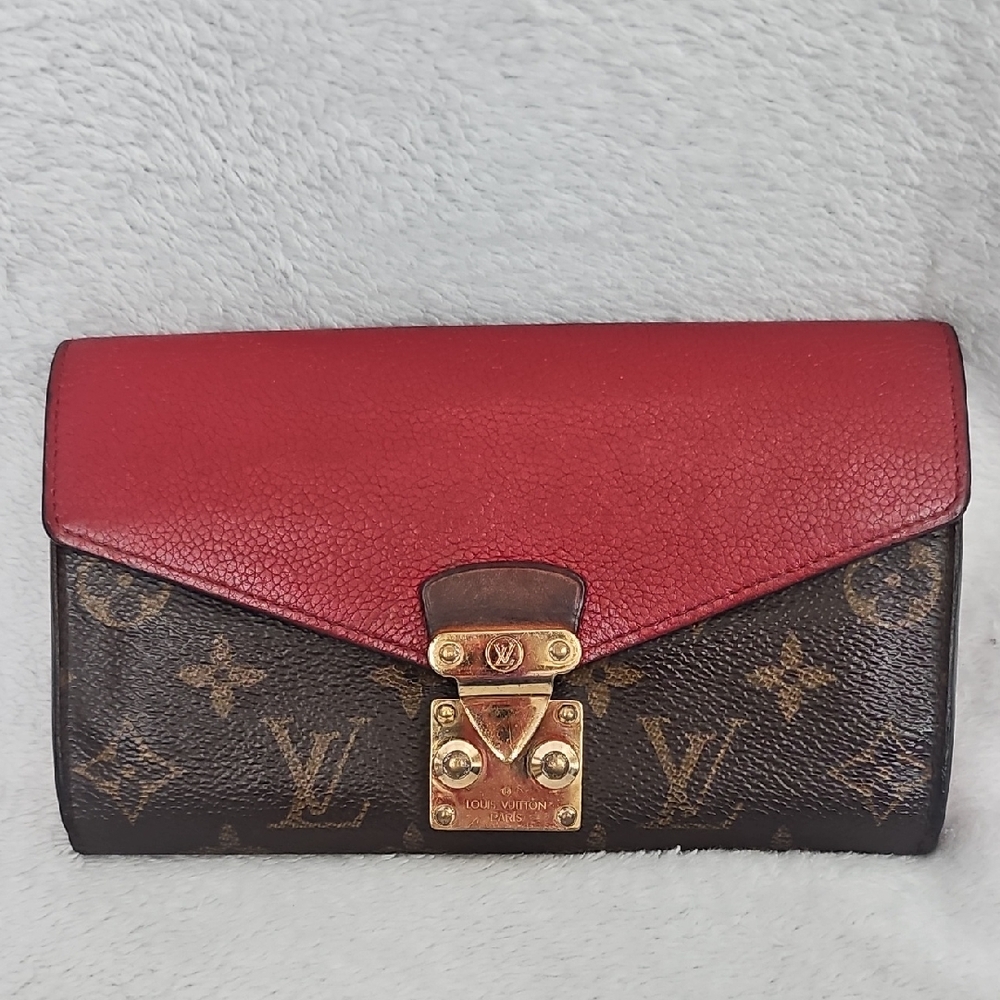 Louis Vuitton Red and Brown Monogram Clutch